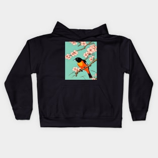 Baltimore Oriole Bird of Orchard Oriole in the Woods Kids Hoodie